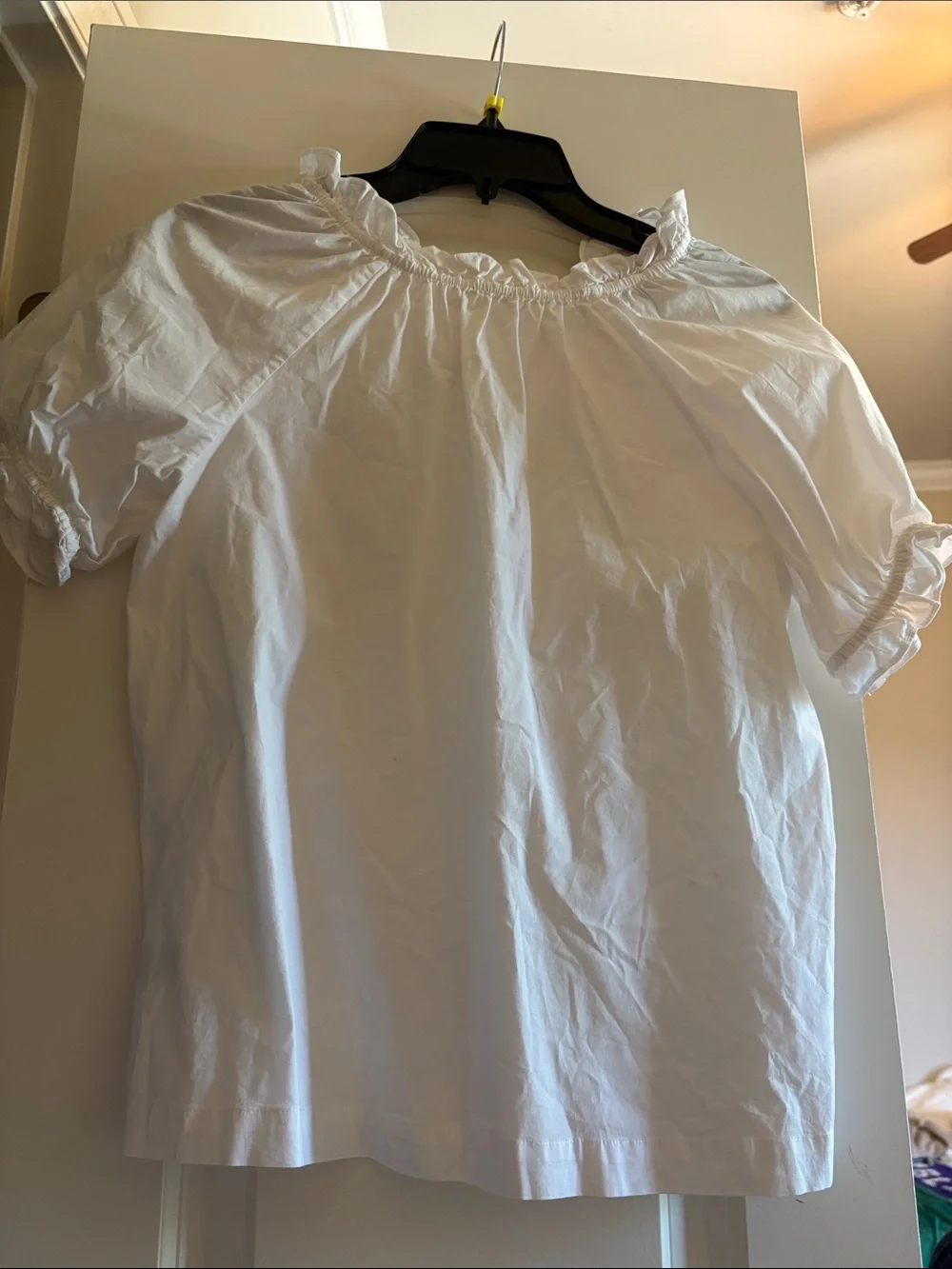 Hill House White Short-Sleeve Off-Shoulder Top